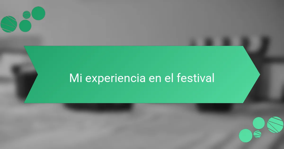 Mi experiencia en el festival
